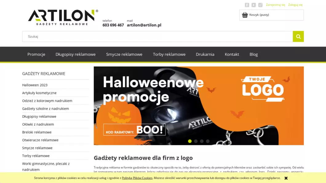 Gadżety reklamowe | Sklep internetowy ARTILON - zrzut ekranu
