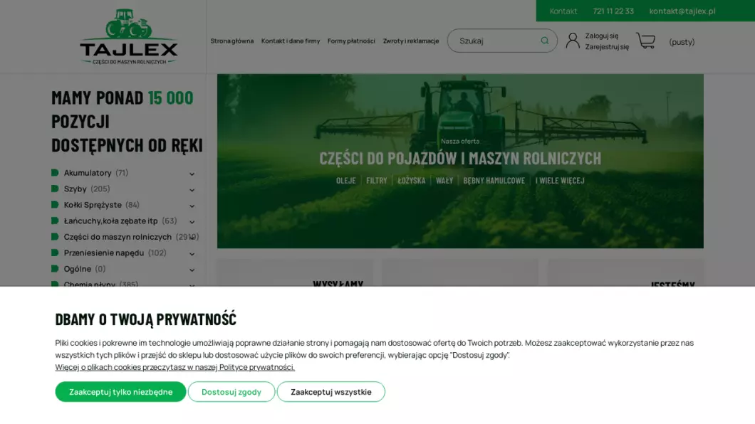 Części do maszyn rolniczych - Tajlex - zrzut ekranu