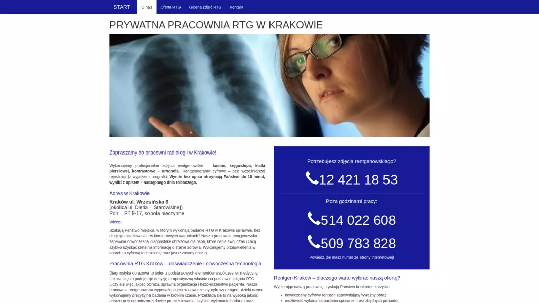 Prywatna Pracownia Radiologii - RTG Kraków - zrzut ekranu