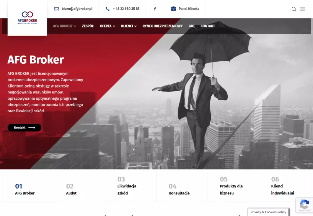 Broker ubezpieczeniowy Warszawa - dystrybutor ubezpieczeń | AFG Broker - zrzut ekranu