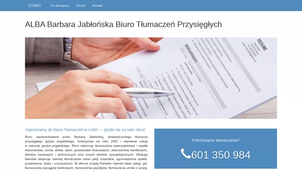 Biuro Tłumaczeń Przysięgłych ALBA - zrzut ekranu