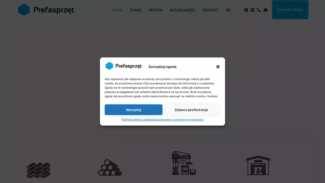 Sprzęt do prefabrykacji betonu Prefasprzęt - zrzut ekranu