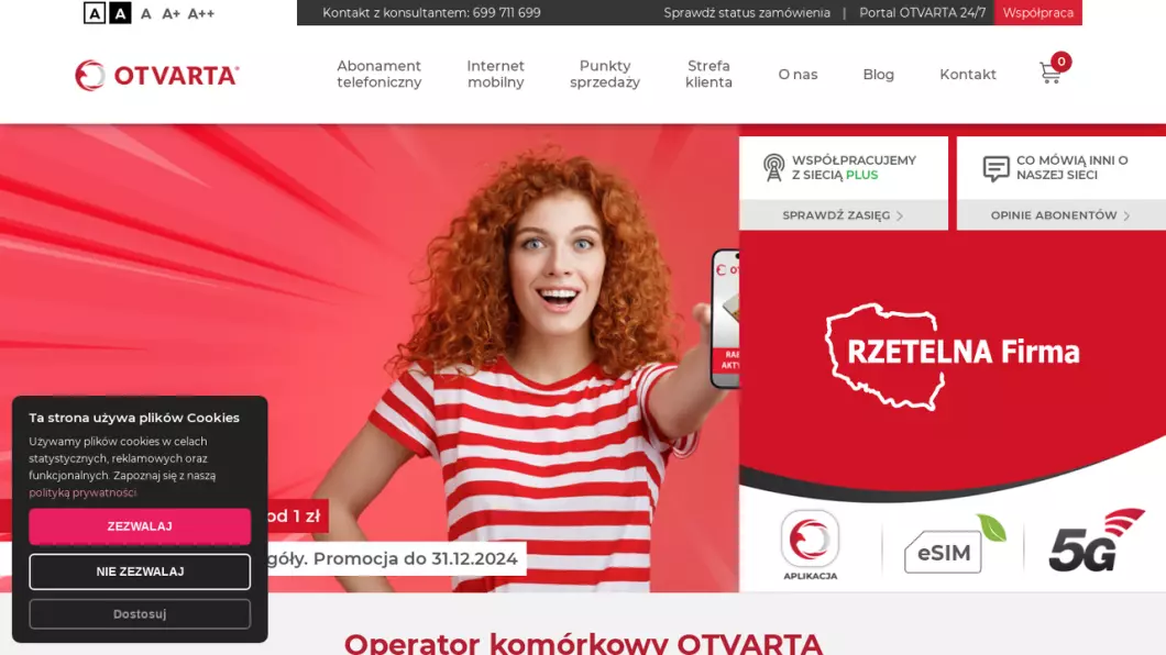 Operator komórkowy OTVARTA - zrzut ekranu