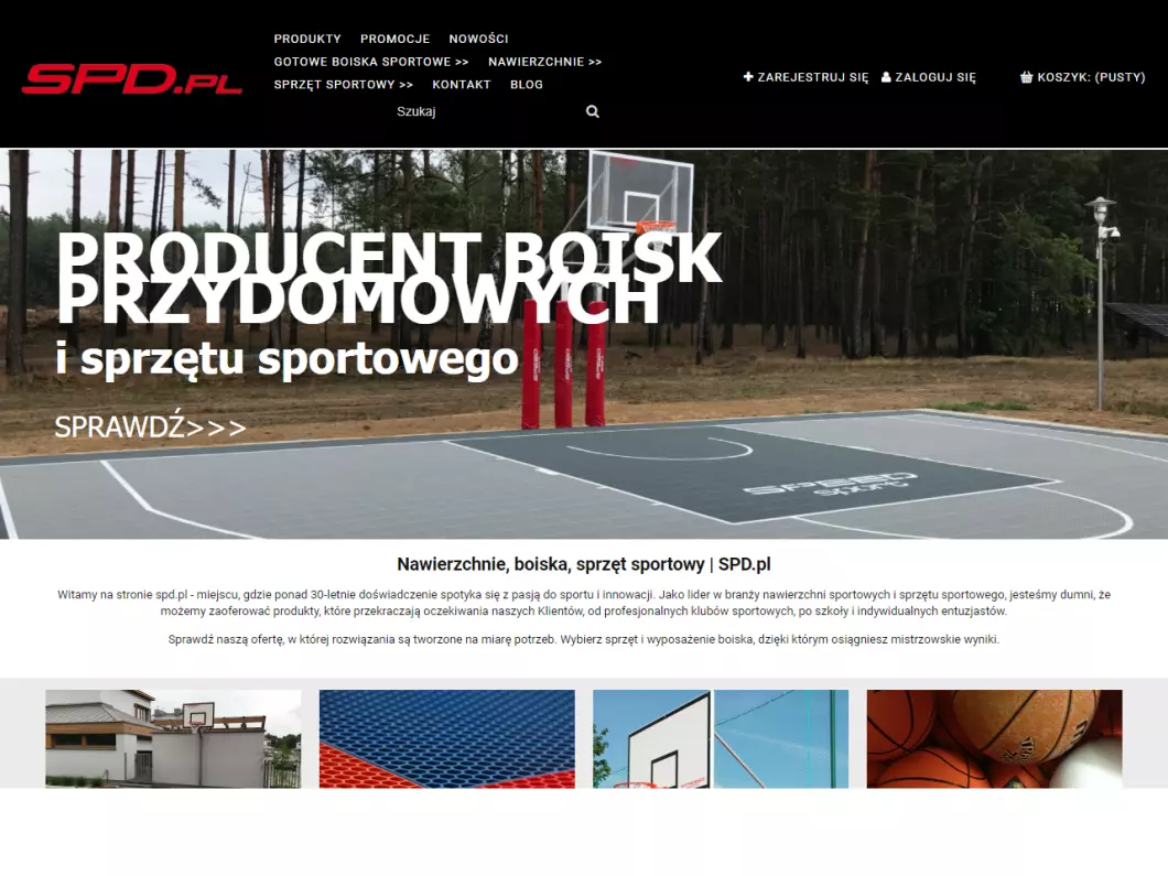 Sklep internetowy SPD.pl - nawierzchnie, boiska, sprzęt sportowy - zrzut ekranu