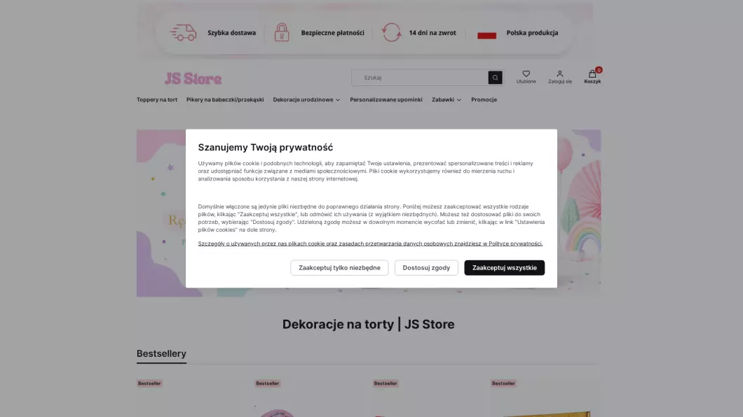 JS Store - Ozdoby na tort - zrzut ekranu